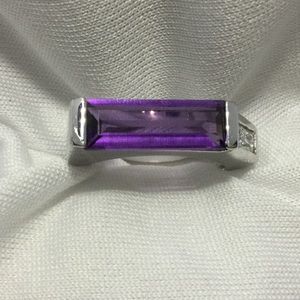 925 sterling silver amethyst and cz ring